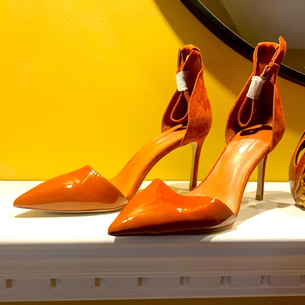 Brand new brown pattern leather suede Free People Heel